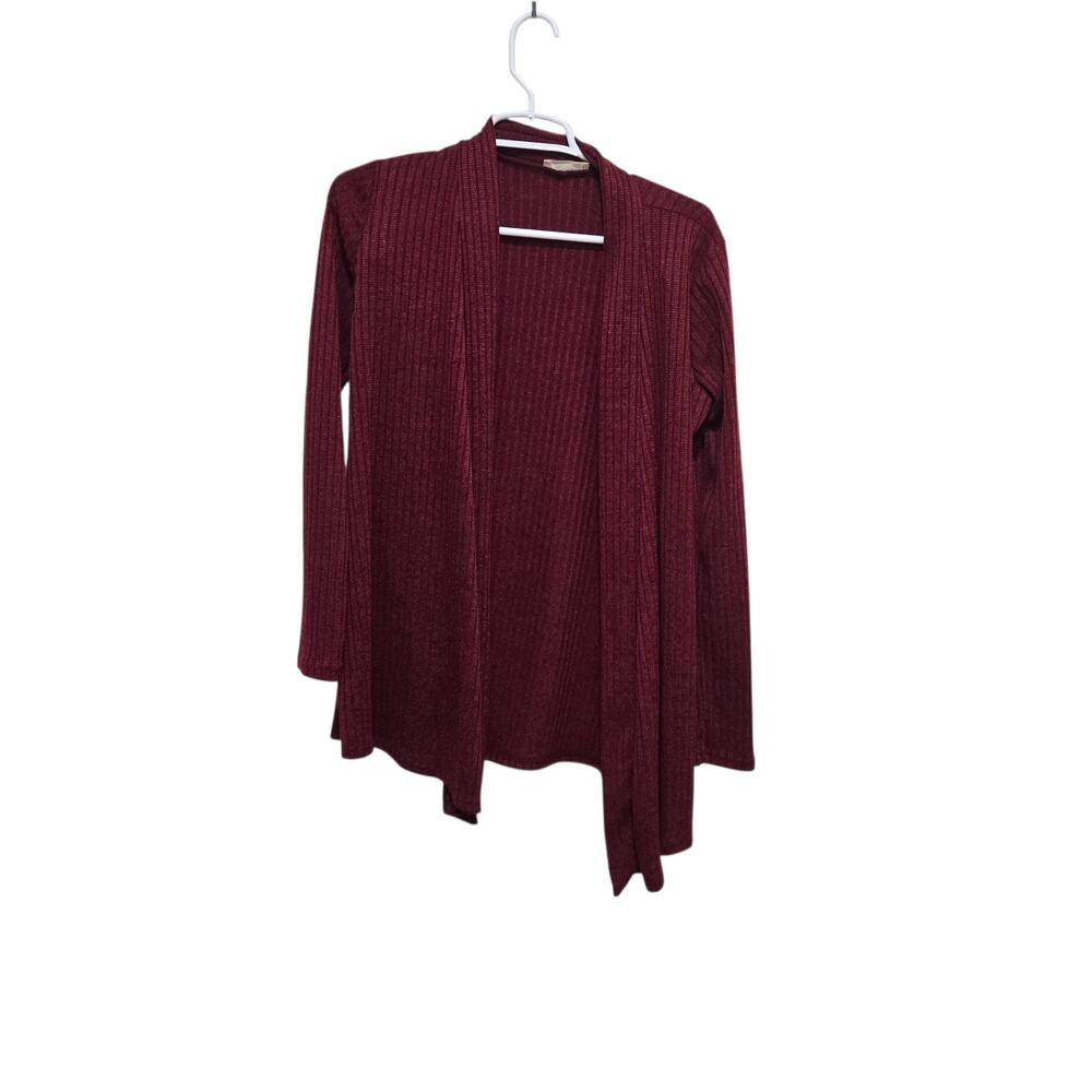 Prospect Blvd Burgundy Ribbed Waterfall Cardigan Large